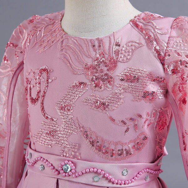 30cbce6bd7741b1b Children’s wear Autumn Girls Princess Satin cloth Embroidered long Sleeve Kids Dresses for Party Wedding Dress
