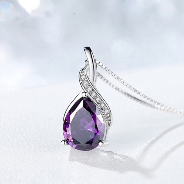 30d34e27a9495d8f Buyee Sterling Sier Amethyst Pendant Light Blue Stone Necklace for Woman Classic Family Party Fine Jewelry Chain