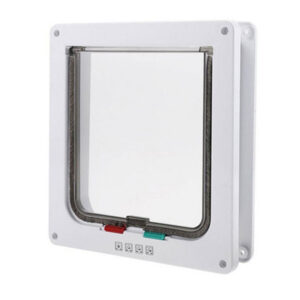 30e0acb8f72a19b3 Smart 4 Way Locking Security Lock ABS Plastic Dog Cat Flap Door Controllable Switch Direction Doors Small Pet Supplies