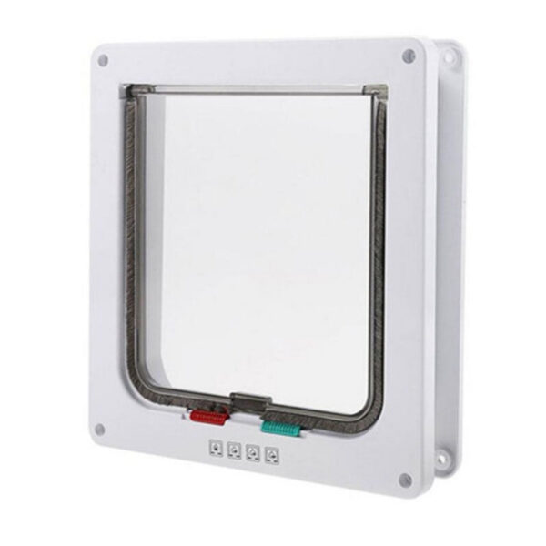 30e0acb8f72a19b3 Smart 4 Way Locking Security Lock ABS Plastic Dog Cat Flap Door Controllable Switch Direction Doors Small Pet Supplies
