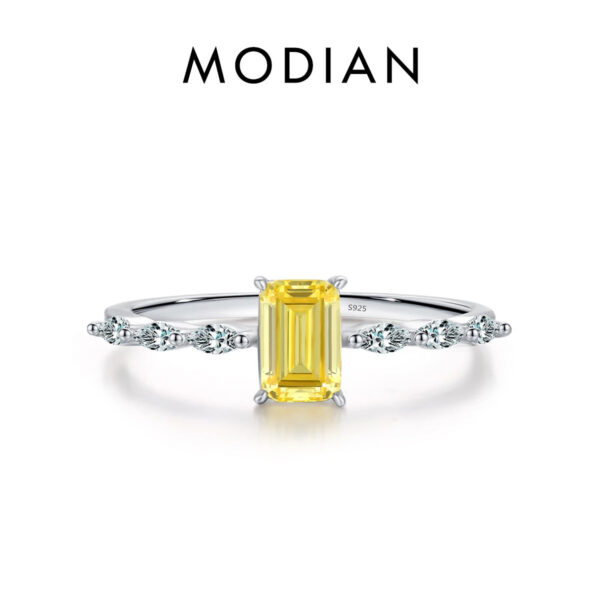 30e1ee7ed5313e95 MODIAN Real 925 Sterling Silver Exquisite Sparkling Emerald Cut Pink Yellow Zirconia Ring For Women Wedding Luxury Fine Jewelry