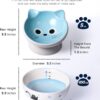 30ef4f4c62621f2a AISBUGUR Ceramic Cat Bowls Set of 2, Elevated 15 Tilted Design for Indoor Cats, Large Capacity, Easy to Clean, Non-Slip Base, Cute Pattern, Blue