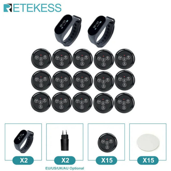 Retekess hookah restaurant system TD112 waterproof watch pager TD032 waiter call buttons for bar cafe cic hotel