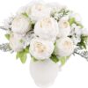 Artificial Peonies Silk Flowers, Faux Peony Bouquet 4 Bundles Florals Arrangements Decor for Farmhouse Home Boho Wedding Table Centerpiece, Fake Plastic Flowers Bulk for Vase Decoration (Pink Purple)