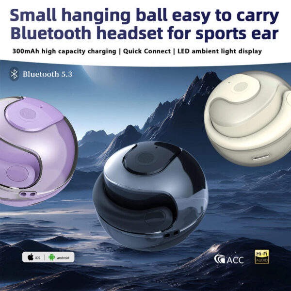310647e5f6ff0992 Small coconut ball lanyard ear-hook wireless Bluetooth headset multi-color touch real-time voice translation device