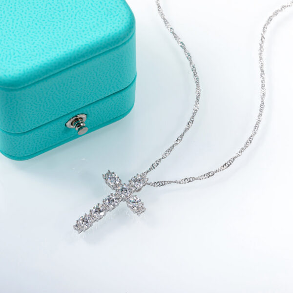 3114225fe8d7aa7f AnuJewel 4MM 2.1 Carat D Color Moissanite Diamond Cross Pendant Necklace Sterling Sier Gold Plated Customs Jewelry