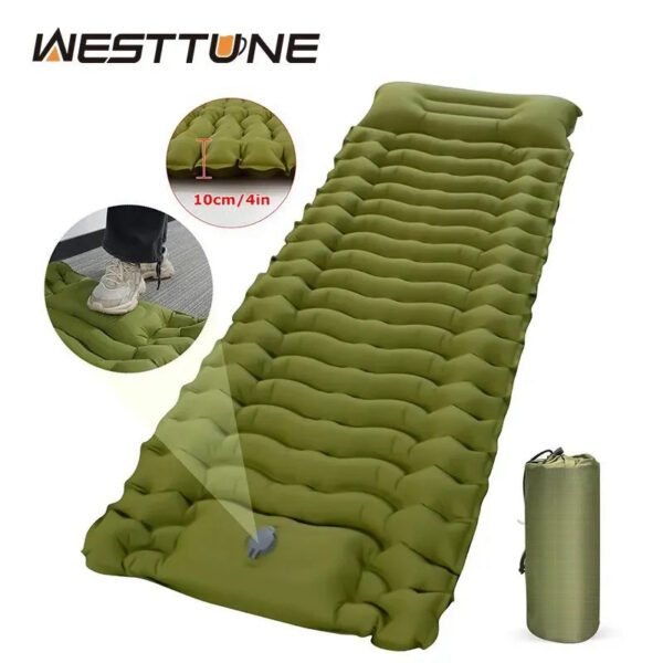 311a3541a8f6bf57 WESTTUNE Outdoor Camping Inflatable Mattress Thicken Sleeping Pad with Built-in Pillow & Pump Air Mat for Travel Hiking Climbing