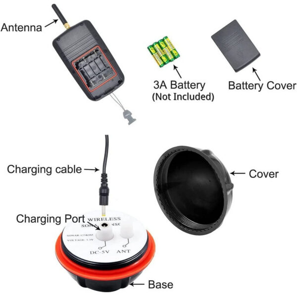Wireless Sonar Alert Underwater Echo Sounder Fishing Detector Portable Fish Finder