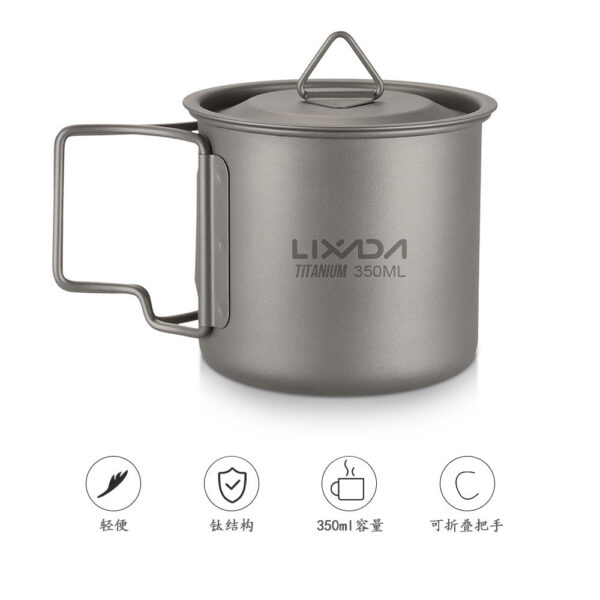 Titanium Outdoor Portable Camping Picnic Water Cup Mug with Foldable Handle 300ml 350ml 450ml 550ml 650ml / 750ml