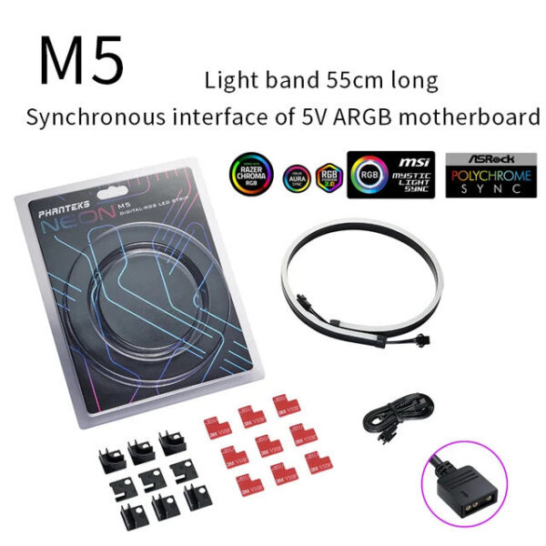 31407cb9c2c2658e PHANTEKS M1 M5 Light for PC Chassis ARGB Neon Computer Case Decoration LED Strip Set 5V 3 PIN Flexible Lamp Tape