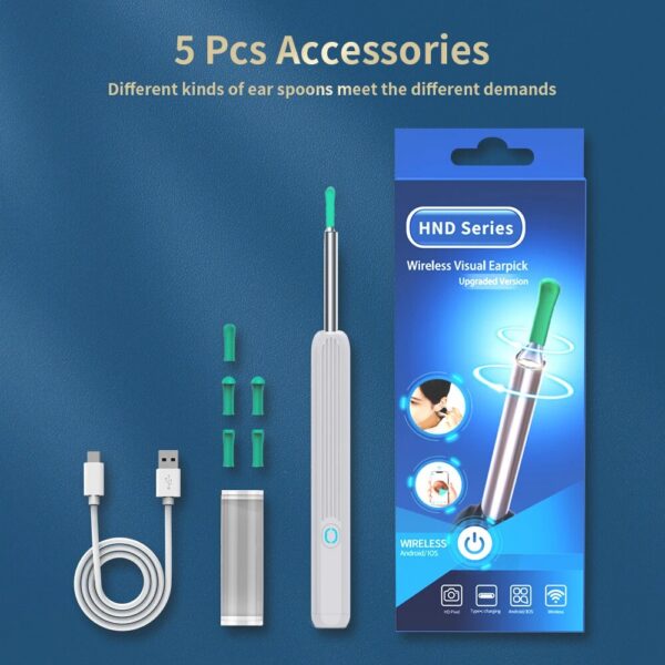 Wireless Visual Wax Removal Safe Endoscope Earpick with Camera 1080P Luminous Otoscope Ear Cleaning Tools