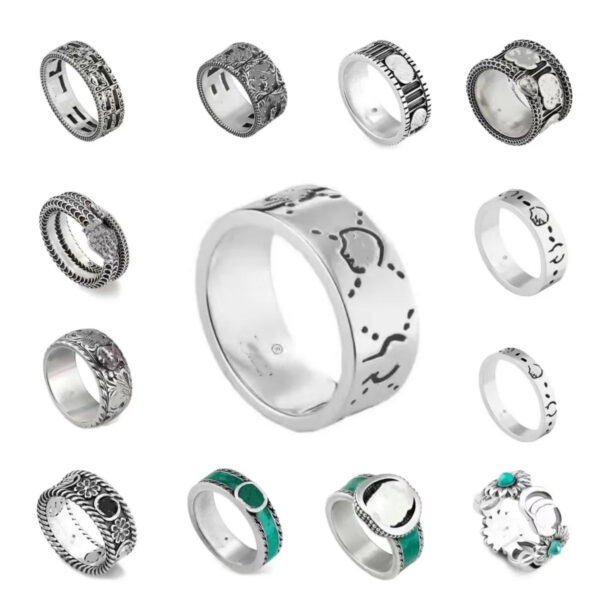 3154362469d37737 Titanium steel sier love designer jewelry for men and women spirit heart rings party engagement confession wedding Ring with green box Size 5-11