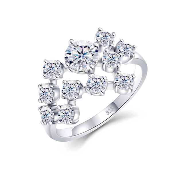 Szjinao Certified Total Is 1.5ct Full Moissanite Ring Woman With Many Stones Sier Infinity Trend Jewelry For Engagement New In
