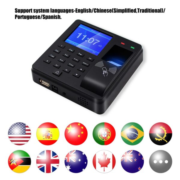 3161e83bfae3b936 2.4 Inch Attendance Machine Fingerprint/Password/ID Card Recognition Time Clock Employee Checking-in Recorder Multi-language