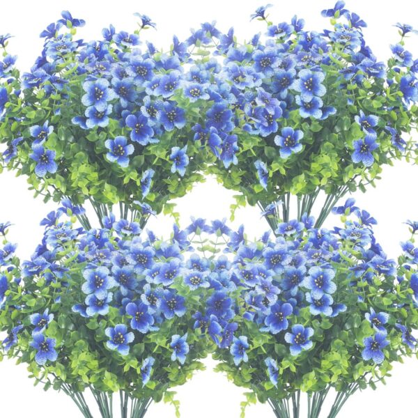 317f8a8d4128eab4 Grunyia 10 Bundles Artificial Flowers Outdoor UV Resistant Fake Flowers No Fade Faux Plants Garden Porch Window Box Decorating (White)