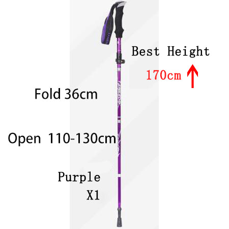 31812b5e37a8ce6f 5-Section Outdoor Fold Trekking Pole Camping Portable Walking Hiking Stick For Nordic Elderly Telescopic Club Easy Put Into Bag