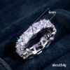 Eternity Triangle Lab Diamond Ring Sterling Sier Engagement Wedding Band Rings for women Bridal Party Jewelry Gift