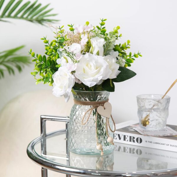 318bbe6fca72acd5 CEWOR Faux Flowers in Vase, 1 Pack, Artificial Rose Faux Flowers in Vase for Centerpiece Table Decorations and Home Office Decor