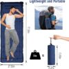 Portable Camping Sleeping Pad, 4” Thick Camping Mat, Inflatable Camping Mattress with Built-in Pillow and Foot Pump, Suitable for Camping, Hiking, Backpacking (Blue)