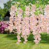 U'Artlines 12 Pack (Total 43.2 Feet) Artificial Fake Wisteria Vine Rattan Hanging Garland Silk Flowers String Home Party Wedding Decor (12, Pink)
