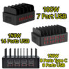 150W Universal Multi USB Type C Fast Charger 16 Port 3.5A MAX Charging Station Stand For Ipad Iphone 17 16 Samsung Xiaomi Tablet