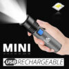 USB Rechargeable Flashlight With LED Built in 1200mAh Lithium Battery Waterproof Camping Light Zoomable Torch