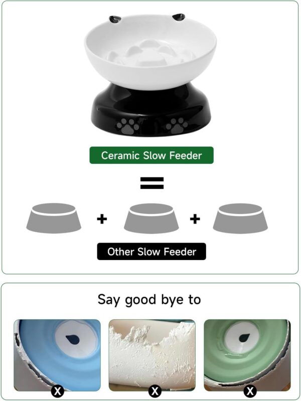 Y YHY Slow Feeder, Elevated Food Bowl Tilted Design for Dog and Cat for Dry and Wet Food