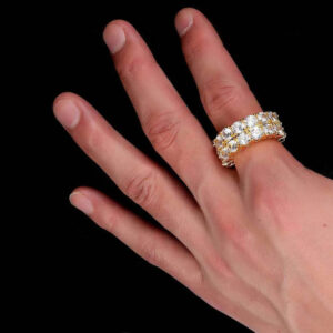 320dc6e6937fe698 Hip Hop Jewelry Double Row Zircon Trendy Brand Full Diamond Gold Men's Ring