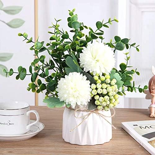 321754c505fb77c9 Fake Peony Flowers in Ceramic Vase,Faux Hydrangea Flower Arrangements for Home Decor Artificial Flowers with Vase