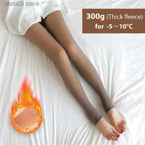 Hosiery Christmas Winter Warm Tight Women's Wool High Waist Hot Socks Insulated False Transparent Pantyhose Z230810