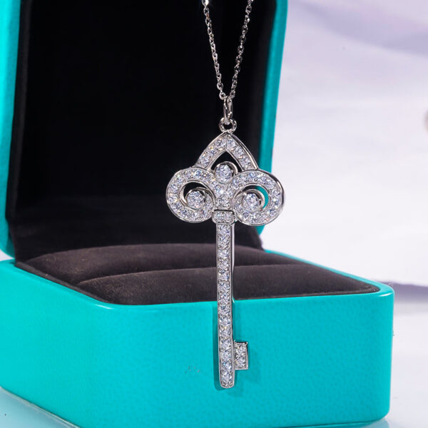 321e32a9221f4ceb Real Sterling Sier Pendant Gold Plated Fashion Diamond Key Necklace New Wedding Dinner Party Fine Jewelry for Women