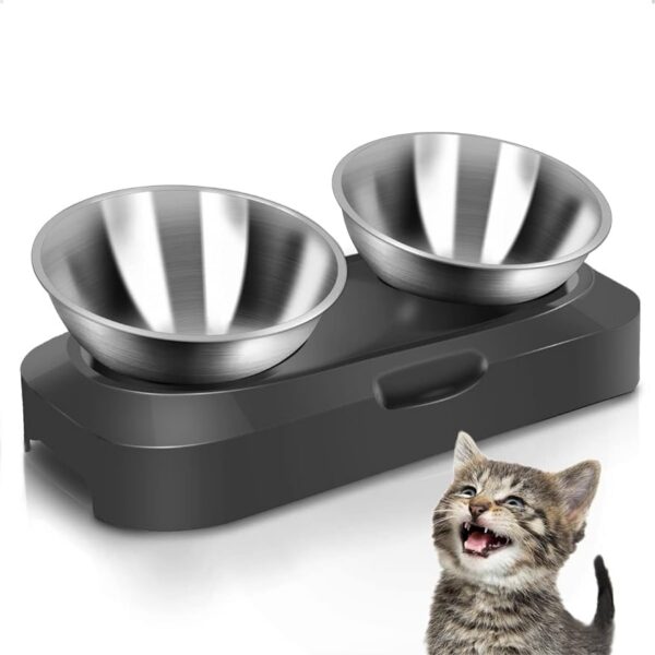 3237db8026e1e58a Stainless Steel Cat Food Bowl, 15-Angle, Ergonomic Design Reduces Vomiting