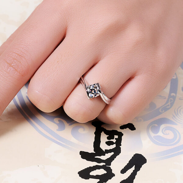 With Credentials 100% Original Sterling Rings Women's 1 Carat Imitation Diamond Ring Sier Jewelry Wedding Band