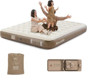 Naturehike Compact King Size Air Mattress with Electric Built-in Pump, 79 * 71in Extra Wide Inflatable Mattress for Home, Camping, Guests, Travel, Morning View Series