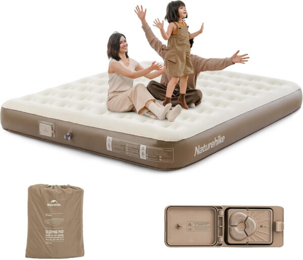 324dd79438e4d236 Naturehike Compact King Size Air Mattress with Electric Built-in Pump, 79 * 71in Extra Wide Inflatable Mattress for Home, Camping, Guests, Travel, Morning View Series