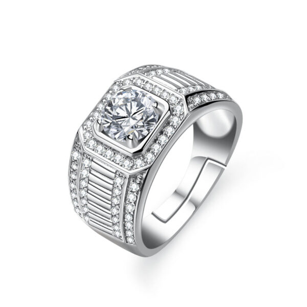 Business temperament GRA ring a caramossian stone heart eight arrow cut classic fashion crown full diamond men's je