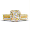 3258898567ebbf93 2PCS Yellow Gold Moissanite Engagement Rings set For Women 100% Real Pass Diamond Tester Wedding Band Jewelry Lover Couple Gifts