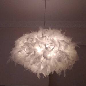 325ed118aace7955 Modern Fluffy Pendant Light White Feather Shade Droplight Lighting Bedroom Study Creative Hanging Lamp 220V