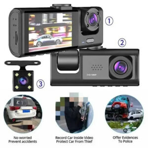326b3fcd9a6efdcb 3 Channel Car DVR HD 1080P 3-Lens Inside Vehicle Dash CamThree Way Camera DVRs Recorder Video Registrator Dashcam Camcorder