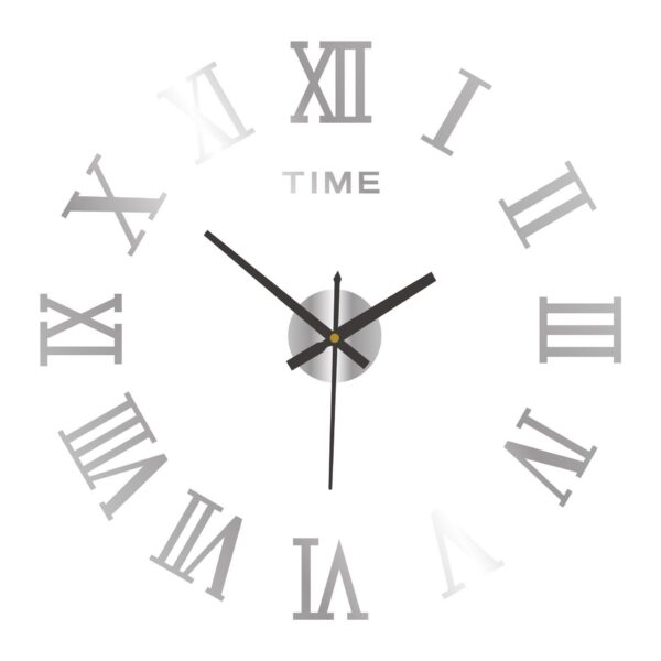 3D Acrylic Digital Roman Numerals Design Mirror Fashion Large Round Wall Clock DIY Self Adhesive Clocks