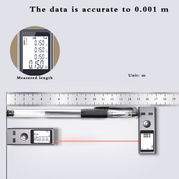 Mini Rangefinder Digital Tape Measure Laser Ruler USB Charge Aluminum Alloy Fuselage Measuring Distance: 30m/40m/50m