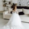 Girls Flower Girl Dresses 2022 Lace Christmas Dress Kids First Communion Party Princess Ball Gown Bridesmaid Wedding with Train