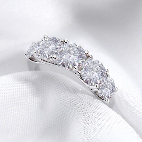 Smyoue Plated 3.6CT All Moissanite Rings for Women 5 Stones Sparkling Diamond Wedding Band S Sterling Sier Jewelry GRA