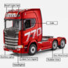 HUINA 1/18 19CH RC Truck 1501 770S Scania Alloy Tractor 2.4G Remote Control Engineering Trailer Truck with Light and Sound Toys