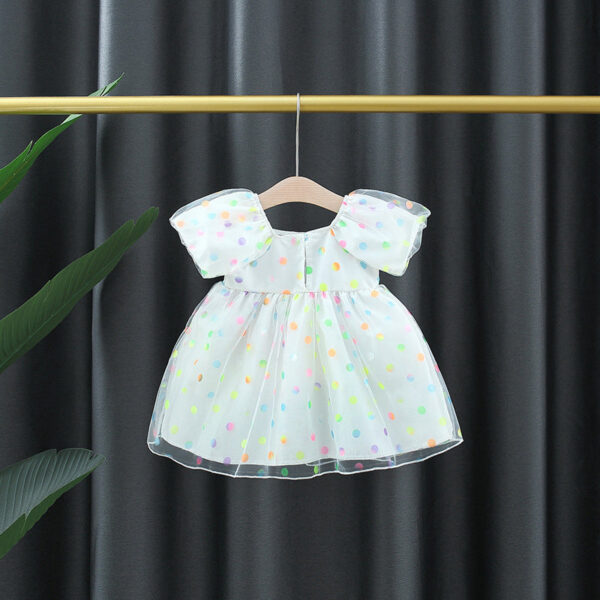 32afbb71d1a938da New Summer Colorful Baby Girls Party Dresses Sweet Bow Children Clotehs Puff Sleeves Toddler Kids Costume 0 To 3 Years Old