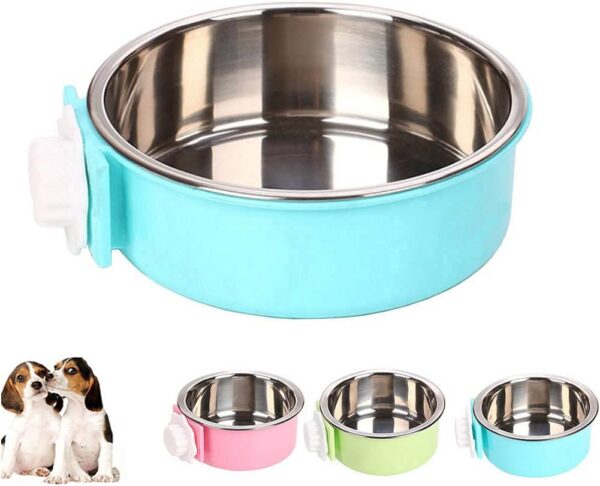 32c331e7217efa84 Crate Dog Cat Bowls, Removable Stainless Steel Hanging Pet Cage Bowls for Kennel, Water Food Feeder Bowls Cage Coop Cup for Cats, Dogs, Rabbits and Small Animals (Small, Pink)