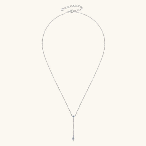 IOGOU Moissanite Y-Shape Necklaces for Women Marquise 3x6mm & 3mm Round Cut Diamond Pendant Sier Accessories Jewelry
