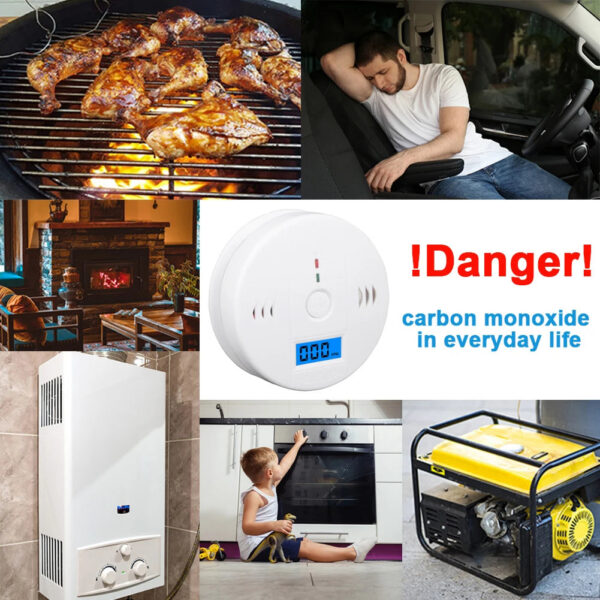 32cdef378560b652 Carbon Monoxide Co LCD Display Home Wireless Toxic Gas Leak Detector Fire Sound Alarm