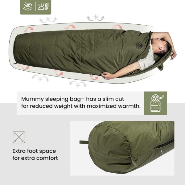 32d1541aece3d0f9 OneTigris Bushcrafter’s Sleeping Bags, Mummy Sleeping Bag for Camping Hiking Backpacking, Survival Gear