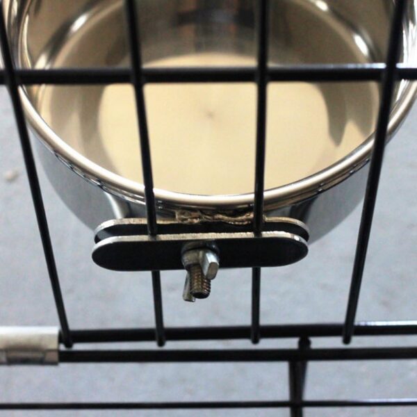 Pet Bird Food Feeding and Drinking Hanging Cup Clamp Holder Stainless Steel Hanging Bowl for Parrot Macaw African Greys Budgies Parakeet Cockatiels Conure Lovebirds Finch Pigeon Cage